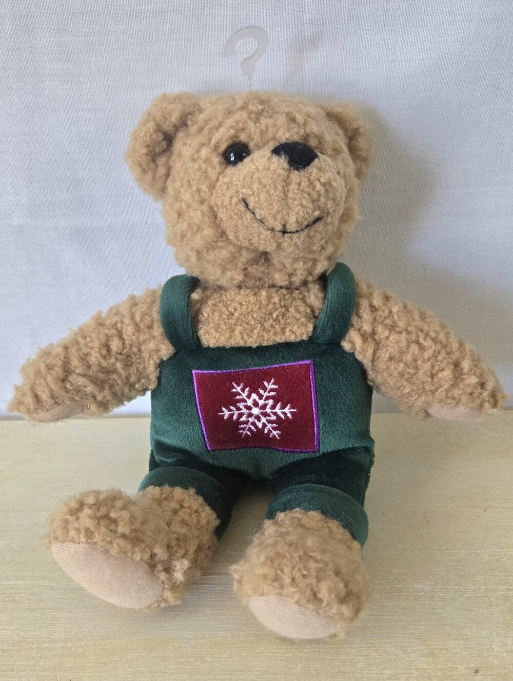 Hallmark Brown Plush Bear In Green Overalls 9"